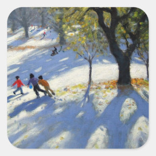 Pegatina Cuadrada Nieve temprana del parque de Markeaton