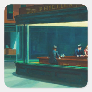 Pegatina Cuadrada Nighthawks Edward Hopper