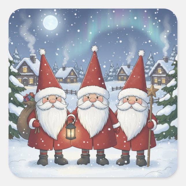 Pegatina Cuadrada Nighttime Norway Nisse, Stickers (Anverso)
