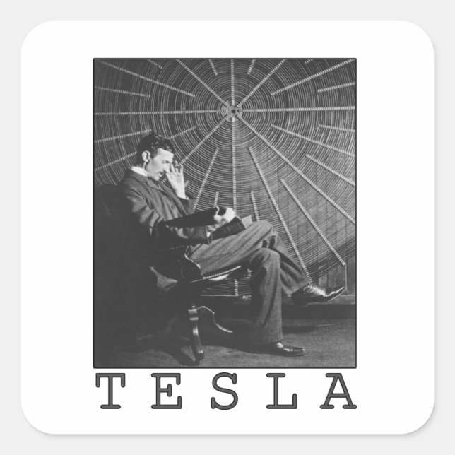 Pegatina Cuadrada Nikola Tesla (Anverso)
