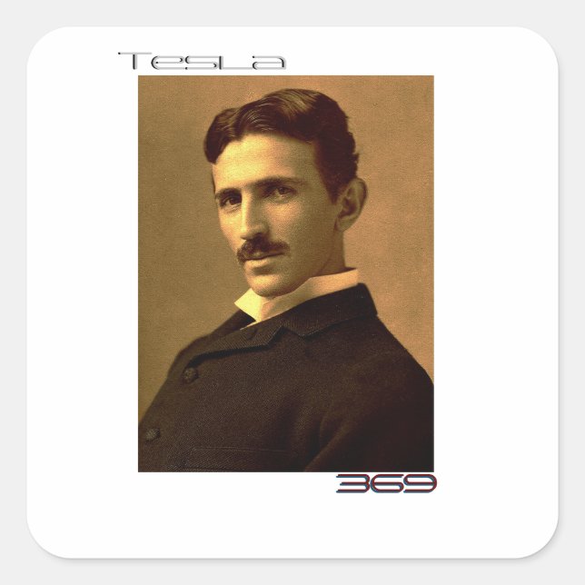 Pegatina Cuadrada Nikola Tesla (369) (Anverso)
