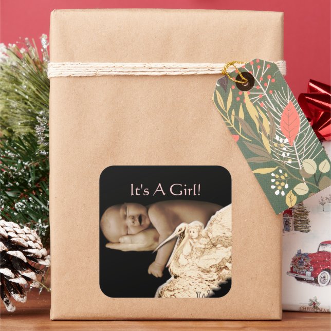 Pegatina Cuadrada Niña bebé Pegatinas con su foto de bebé (Vacaciones)