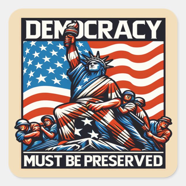 Pegatina Cuadrada Ningún Rey salva la democracia (Anverso)