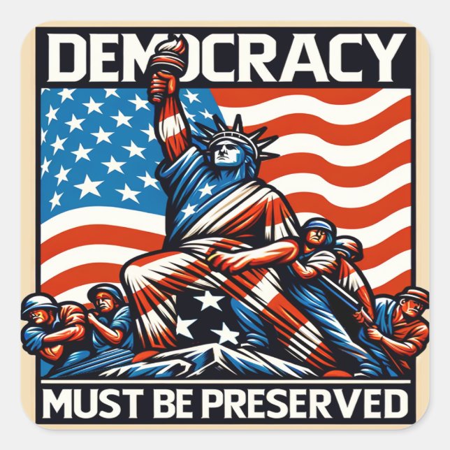 Pegatina Cuadrada Ningún Rey salva la democracia (Anverso)