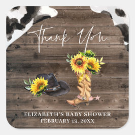 Pegatina Cuadrada Niñita | Favor de Baby Shower occidental