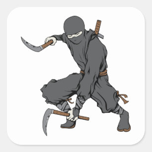 Pegatina Cuadrada Ninja ~ Arte de guerrero marcial Ninjas