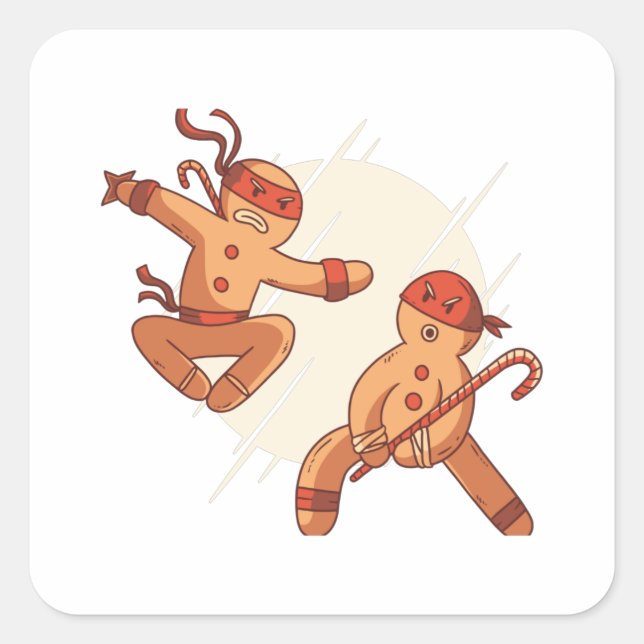 Pegatina Cuadrada Ninja gingerbread (Anverso)