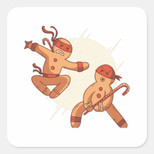 Pegatina Cuadrada Ninja gingerbread