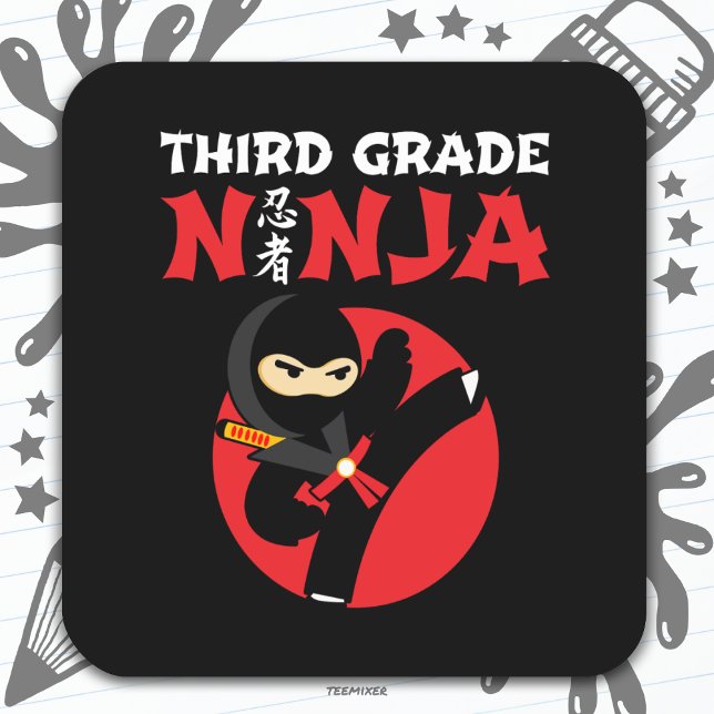 Pegatina Cuadrada Ninja Kick de 3er grado vuelve a la escuela (Subido por el creador)