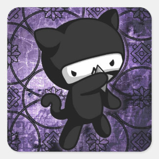 Pegatina Cuadrada Ninja Kitty