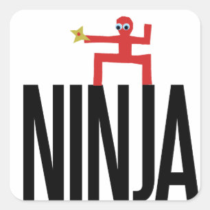 Pegatina Cuadrada Ninja Rojo