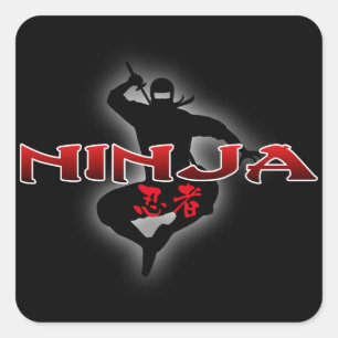 Pegatina Cuadrada Ninja Silhouette