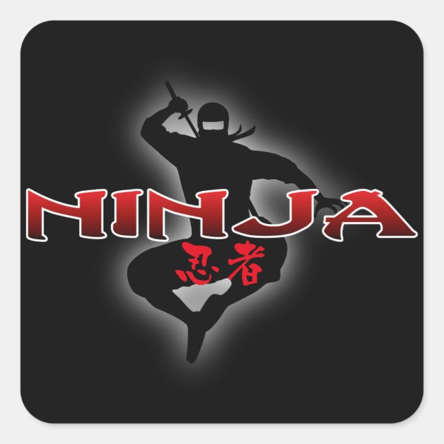 Pegatina Cuadrada Ninja Silhouette (Anverso)