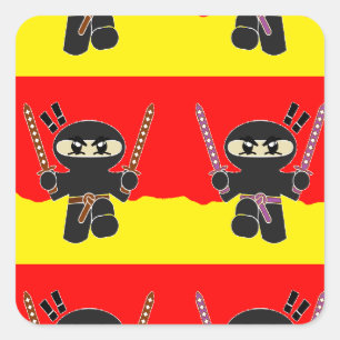 Pegatina Cuadrada ninjas enojadas