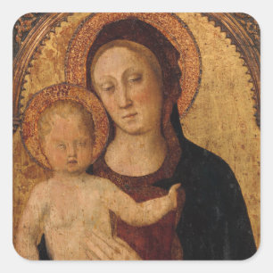 Pegatina Cuadrada Niño de Cristo en Arco con Madre