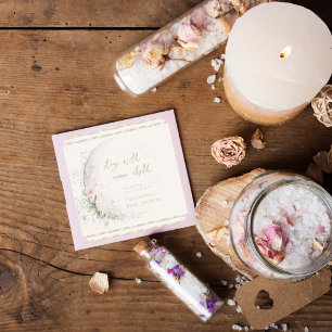 Pegatina Cuadrada Niño de la Luna   Baby Shower Boho Hippie