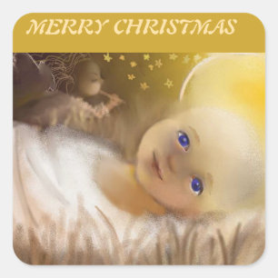 Pegatina Cuadrada Niño Jesús