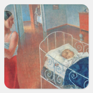 Pegatina Cuadrada Niño que duerme, 1924