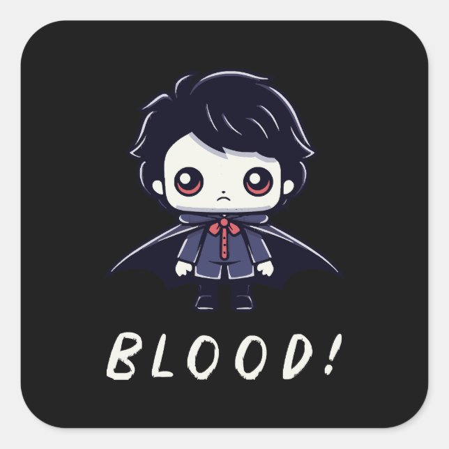 Pegatina Cuadrada Niño Vampiro (Anverso)