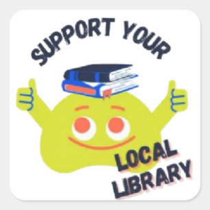 Pegatina Cuadrada Niños apoyen su biblioteca local cuadrada