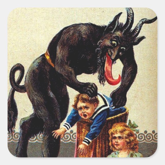 Pegatina Cuadrada Niños de Krampus en las pegatinas navideñas de las (Anverso)