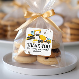 Pegatina Cuadrada Niños de la construcción Fiesta de cumpleaños grac