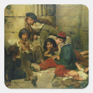 Pegatina Cuadrada Niños de las calles de París, 1852