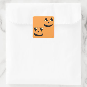 Pegatina Cuadrada Niños divertidos rostros de calabaza de Halloween