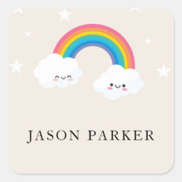 Pegatina Cuadrada Niños educados Pegatinas del arcoiris