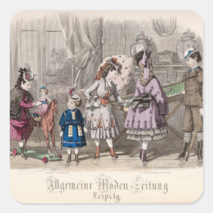 Pegatina Cuadrada Niños en el juego