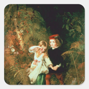 Pegatina Cuadrada Niños en la madera