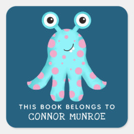 Pegatina Cuadrada Niños Este Libro Pertenece A Un Monstruo Aburrido