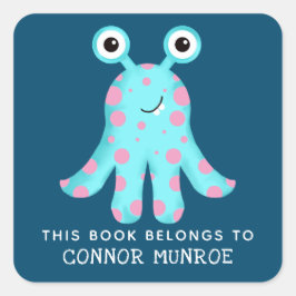 Pegatina Cuadrada Niños Este Libro Pertenece A Un Monstruo Aburrido