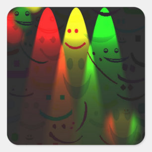 Pegatina Cuadrada Niños Felices Halloween Espíritus Fantasma