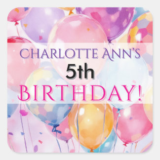 Pegatina Cuadrada Niños Fiesta de cumpleaños suministros de favores
