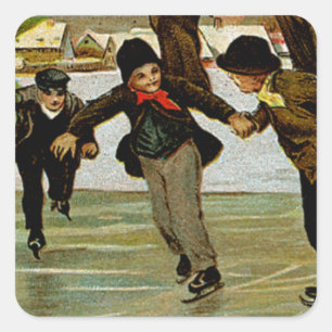 Pegatina Cuadrada Niños Iceskando