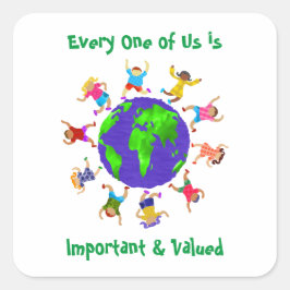 Pegatina Cuadrada Niños importantes y valiosos