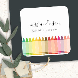 Pegatina Cuadrada Niños modernos maestros coloridos colores de rayón