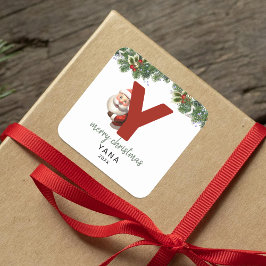 Pegatina Cuadrada Niños Monogramas Navidades