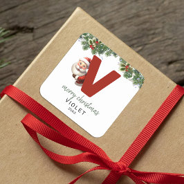 Pegatina Cuadrada Niños Monogramas Navidades