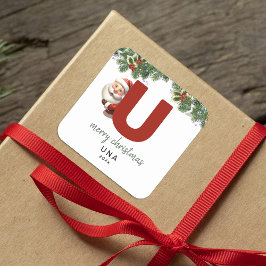 Pegatina Cuadrada Niños Monogramas Navidades