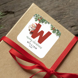 Pegatina Cuadrada Niños Monogramas Navidades