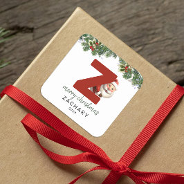 Pegatina Cuadrada Niños Monogramas Navidades