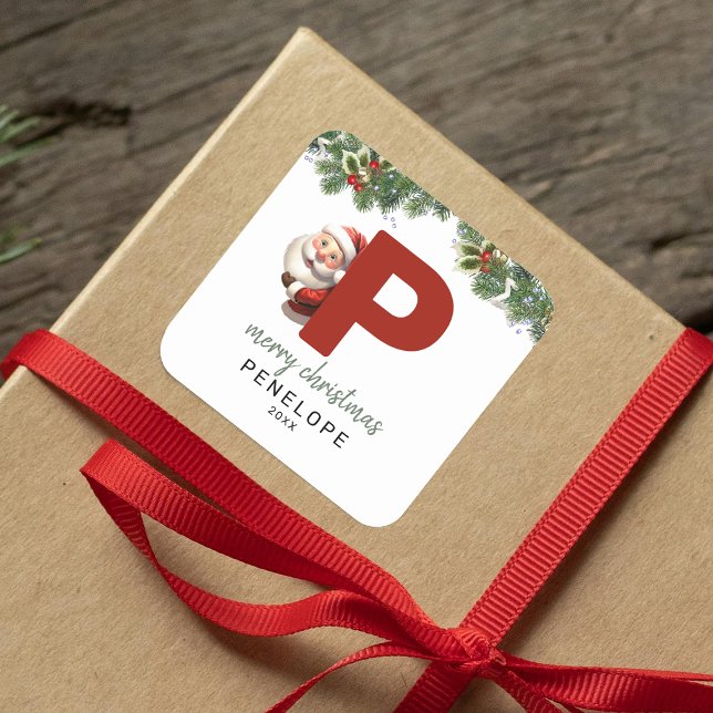 Pegatina Cuadrada Niños Monogramas Navidades (Subido por el creador)