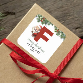Pegatina Cuadrada Niños Monogramas Navidades