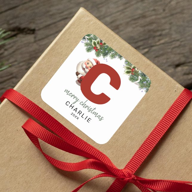 Pegatina Cuadrada Niños Monogramas Navidades (Subido por el creador)