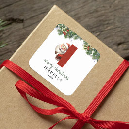 Pegatina Cuadrada Niños Monogramas Navidades