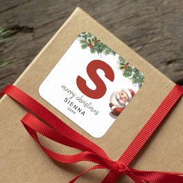 Pegatina Cuadrada Niños Monogramas Navidades