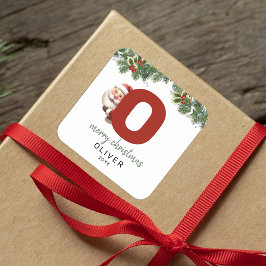 Pegatina Cuadrada Niños Monogramas Navidades