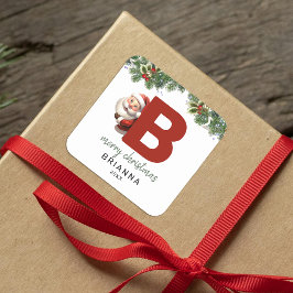 Pegatina Cuadrada Niños Monogramas Navidades